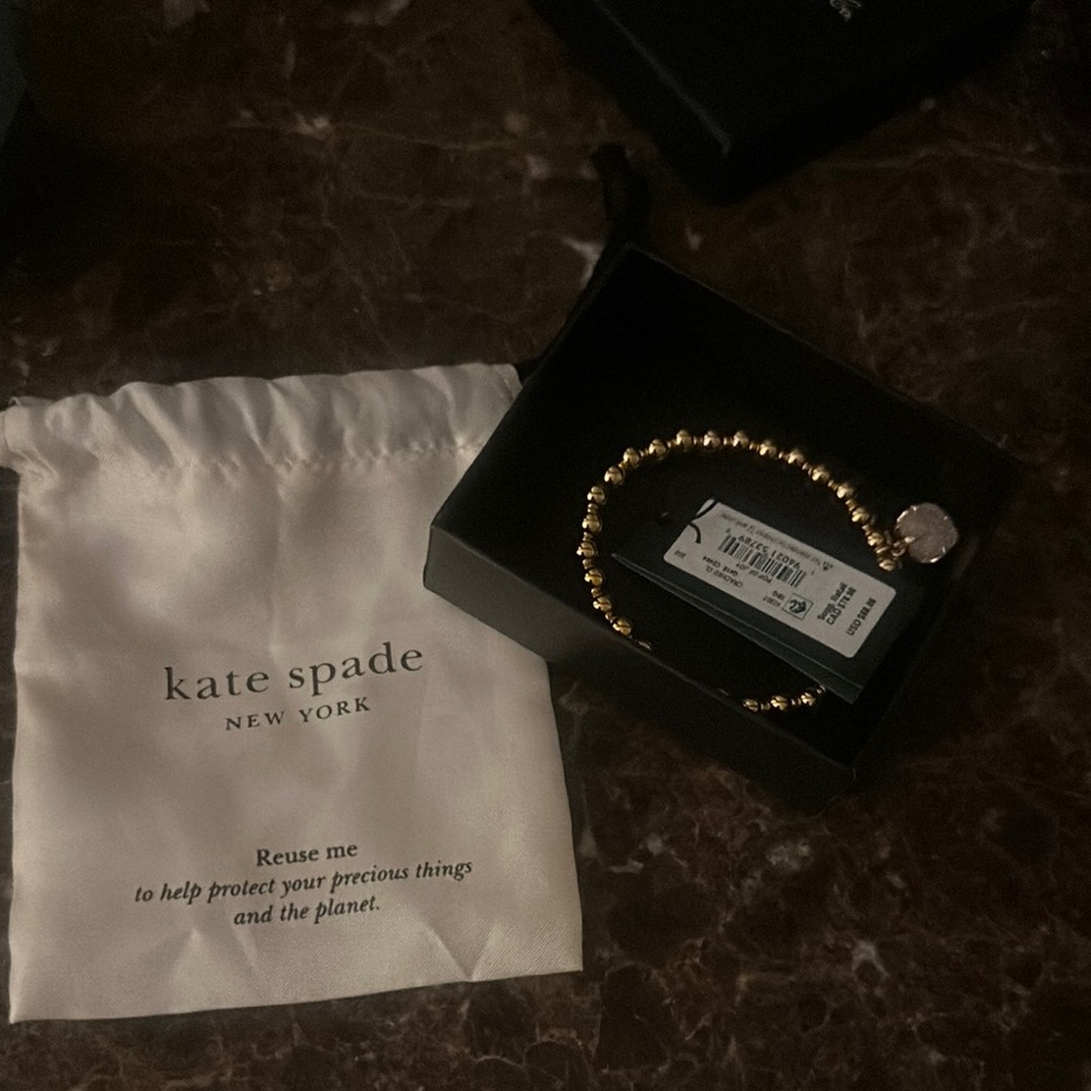 Kate Spade Gold Beaded Bracelet with Charm
